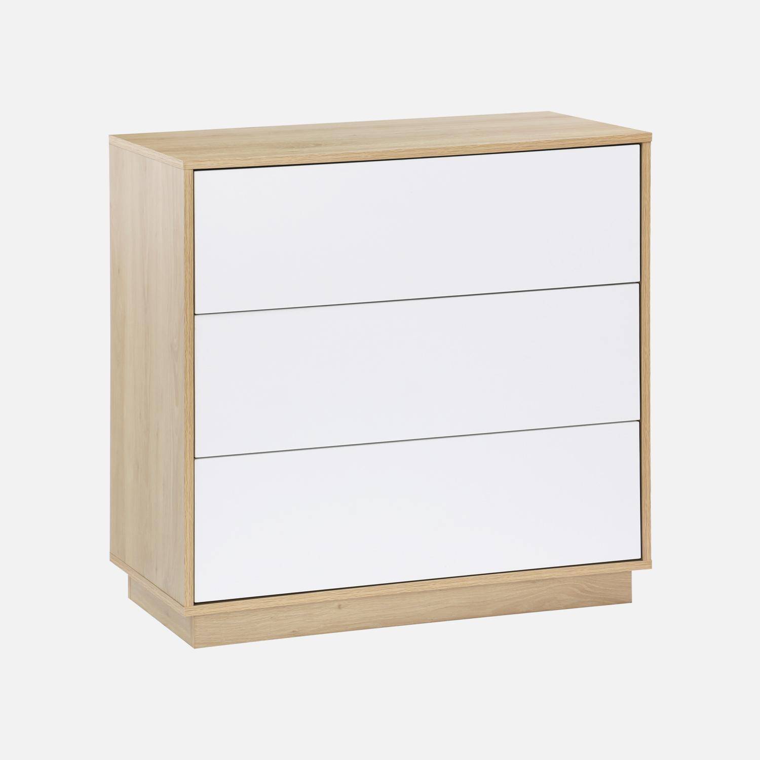 Commode de rangement 3 tiroirs effet bois bicolore ,sweeek,Photo3