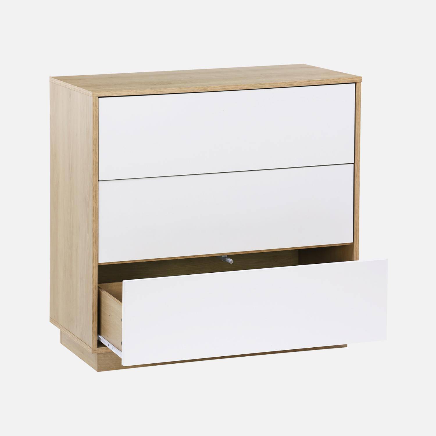 Commode de rangement 3 tiroirs effet bois bicolore ,sweeek,Photo4