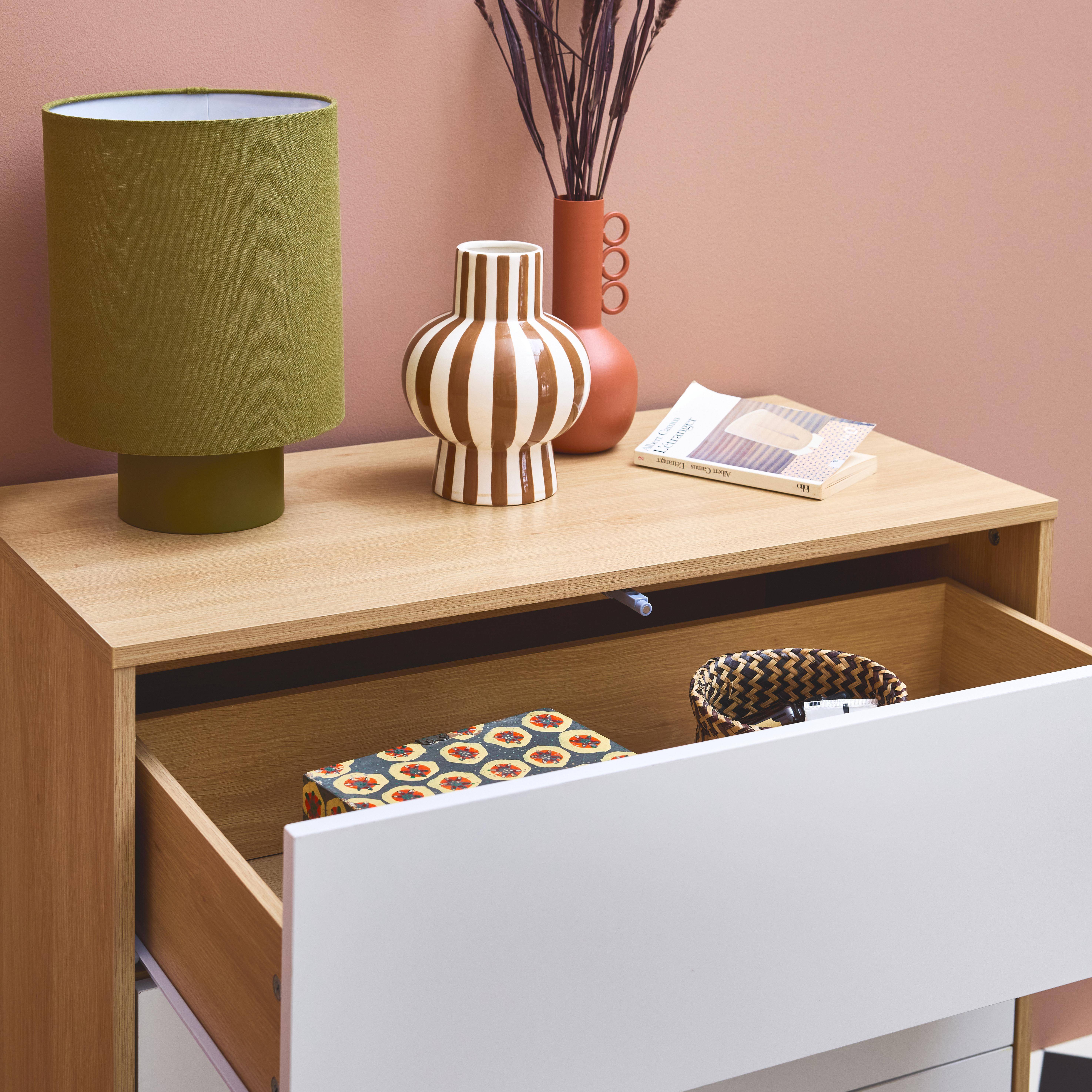 Commode de rangement 3 tiroirs effet bois bicolore ,sweeek,Photo2