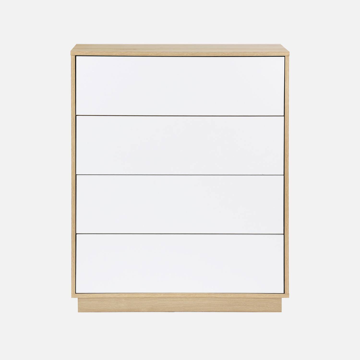 4-drawer chest in bicolour wood-effect, Liam, White and Natural, 80x40x99 cm,sweeek,Photo4