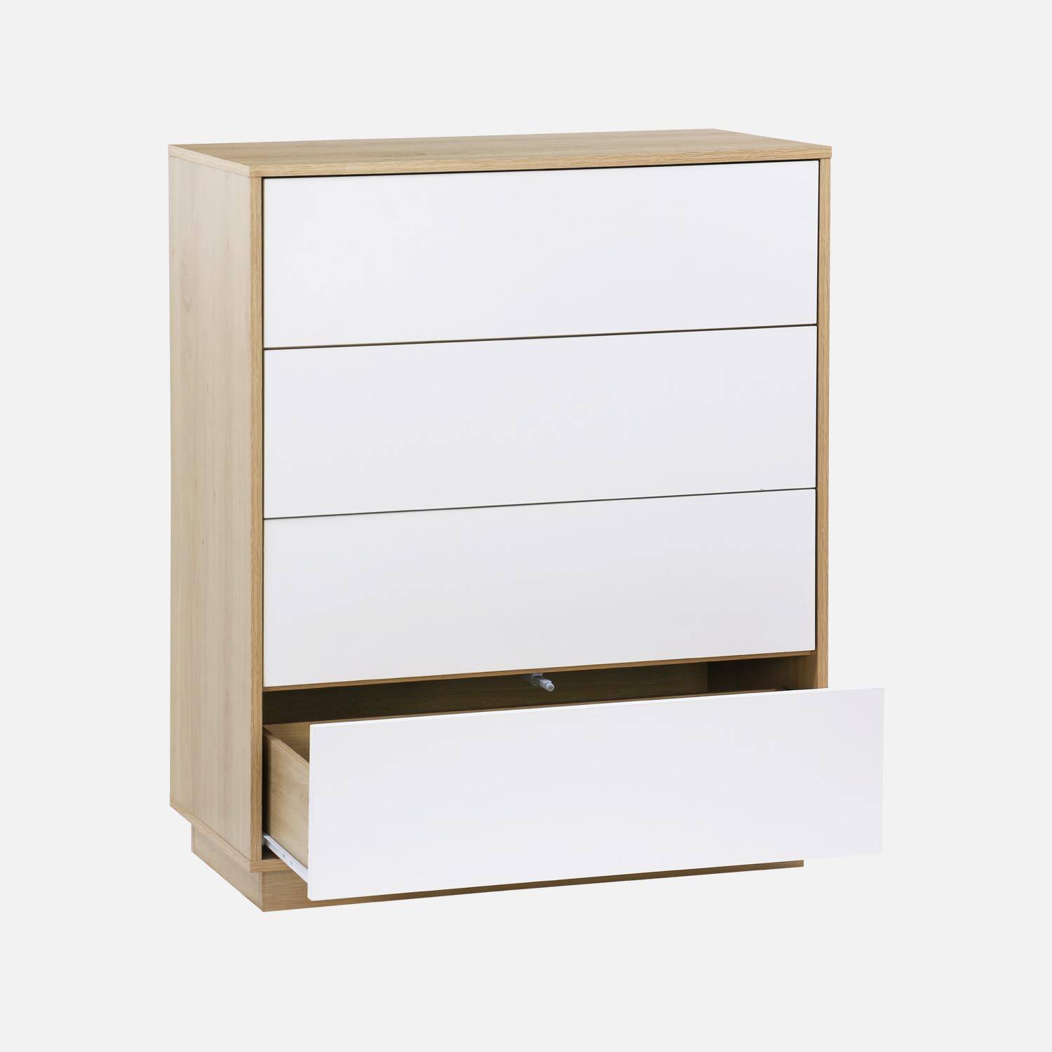 Commode met 4 lades in bicolor houteffect,sweeek,Photo4