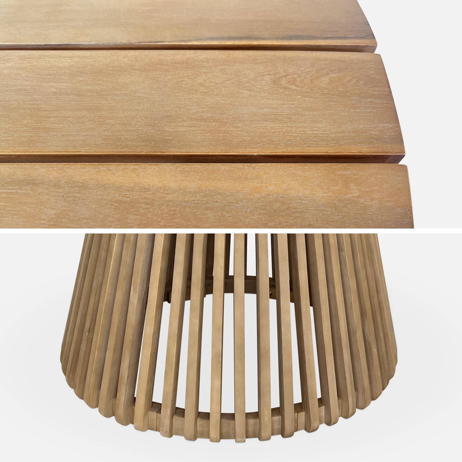 Table à manger bois d'acacia ronde, intérieur / extérieur + 4 fauteuils en corde beige et acier,sweeek,Photo7