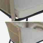 Table à manger bois d'acacia ronde, intérieur / extérieur + 4 fauteuils en corde beige et acier Photo8