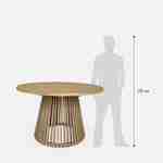 Table à manger bois d'acacia ronde, intérieur / extérieur + 4 fauteuils en corde beige et acier Photo9