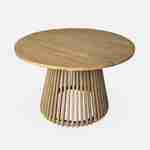 Table à manger bois d'acacia ronde, intérieur / extérieur + 4 fauteuils en corde beige et acier Photo5