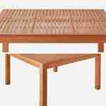 Table de jardin carrée, en bois d'eucalyptus FSC, avec trou de parasol + 8 fauteuils pliables noir Photo4