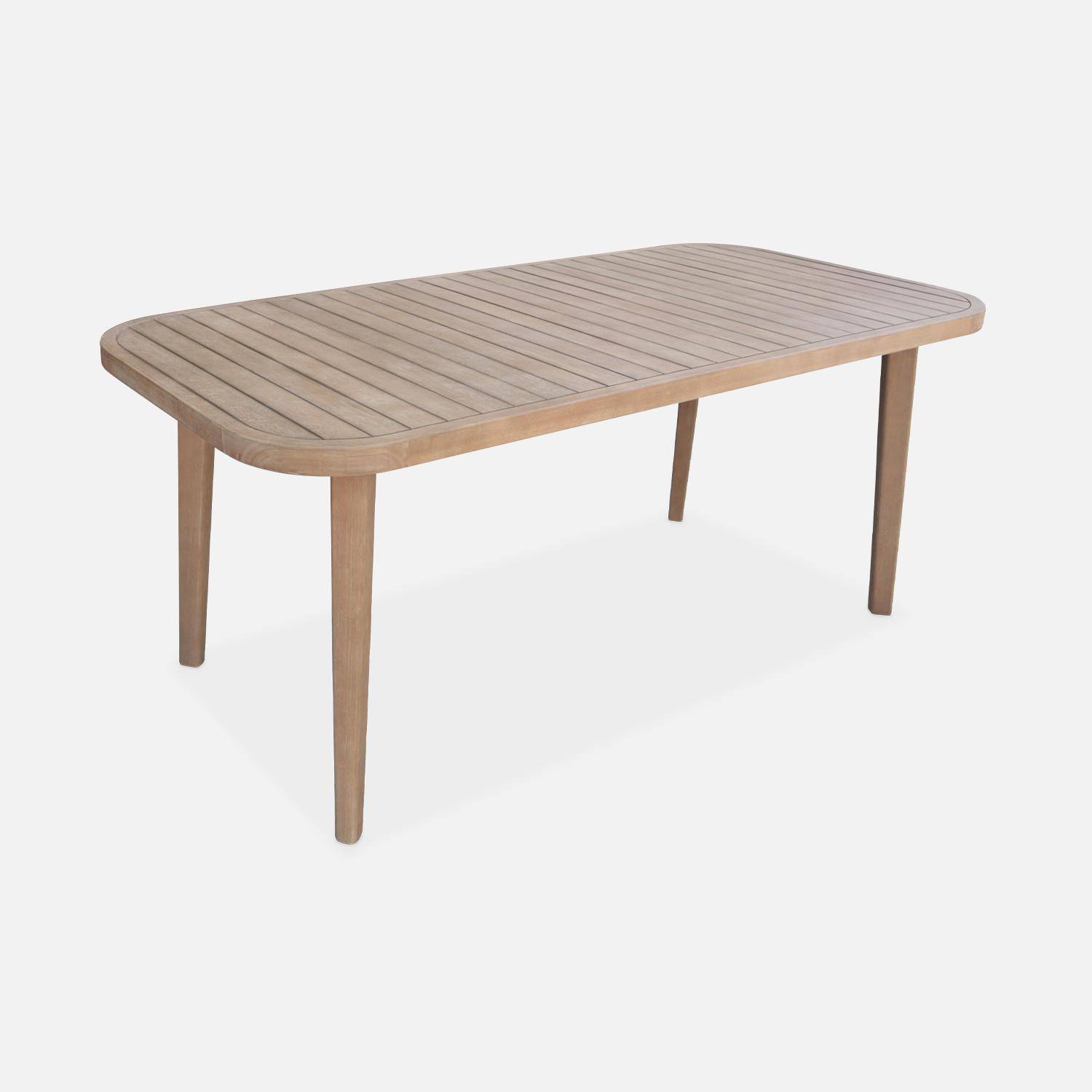 Table de jardin en bois d'eucalyptus, intérieur / extérieur + 6 fauteuils en corde beige et métal Photo4