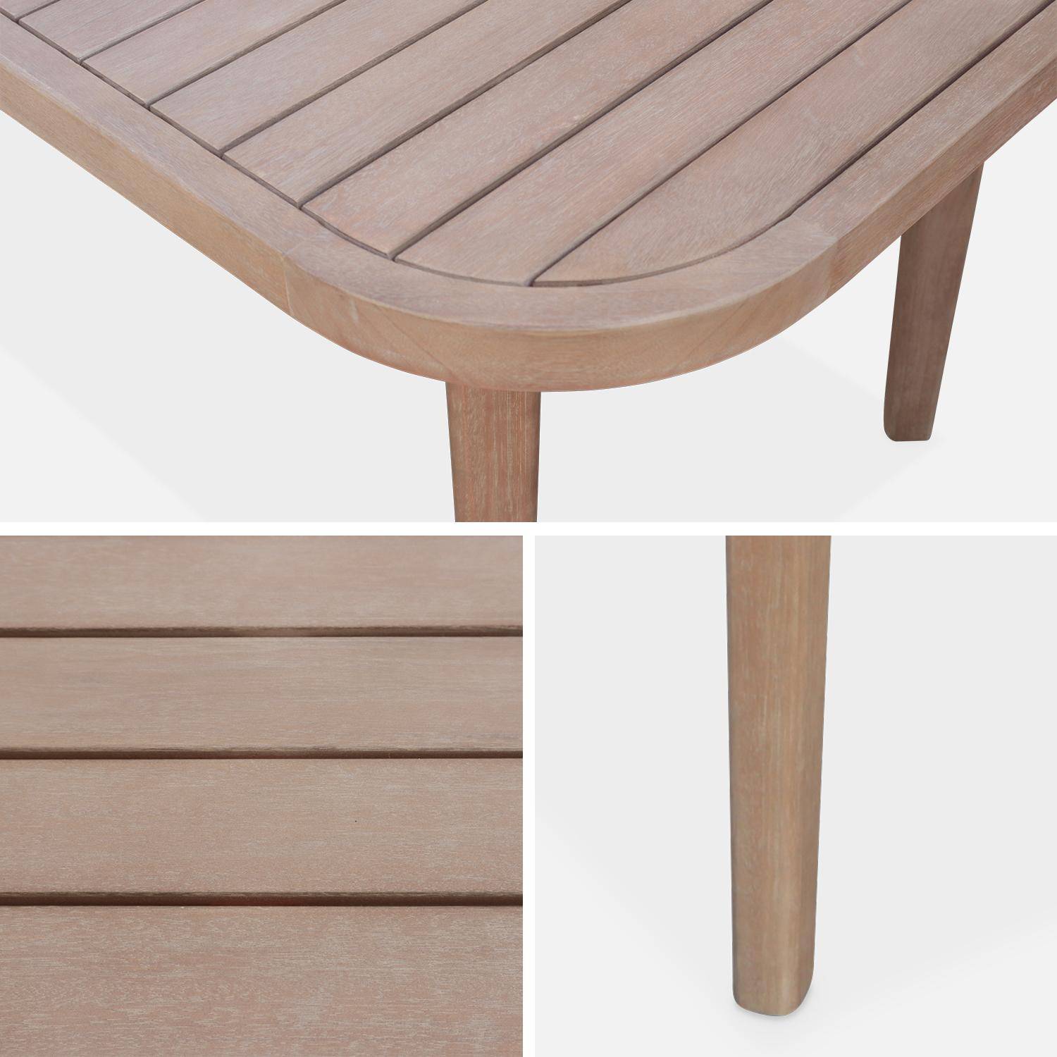 Table de jardin en bois d'eucalyptus, intérieur / extérieur + 6 fauteuils en corde beige et métal,sweeek,Photo6