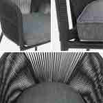 Table de jardin en bois d'eucalyptus FSC, intérieur / extérieur + 6 fauteuils en corde noir et métal Photo8