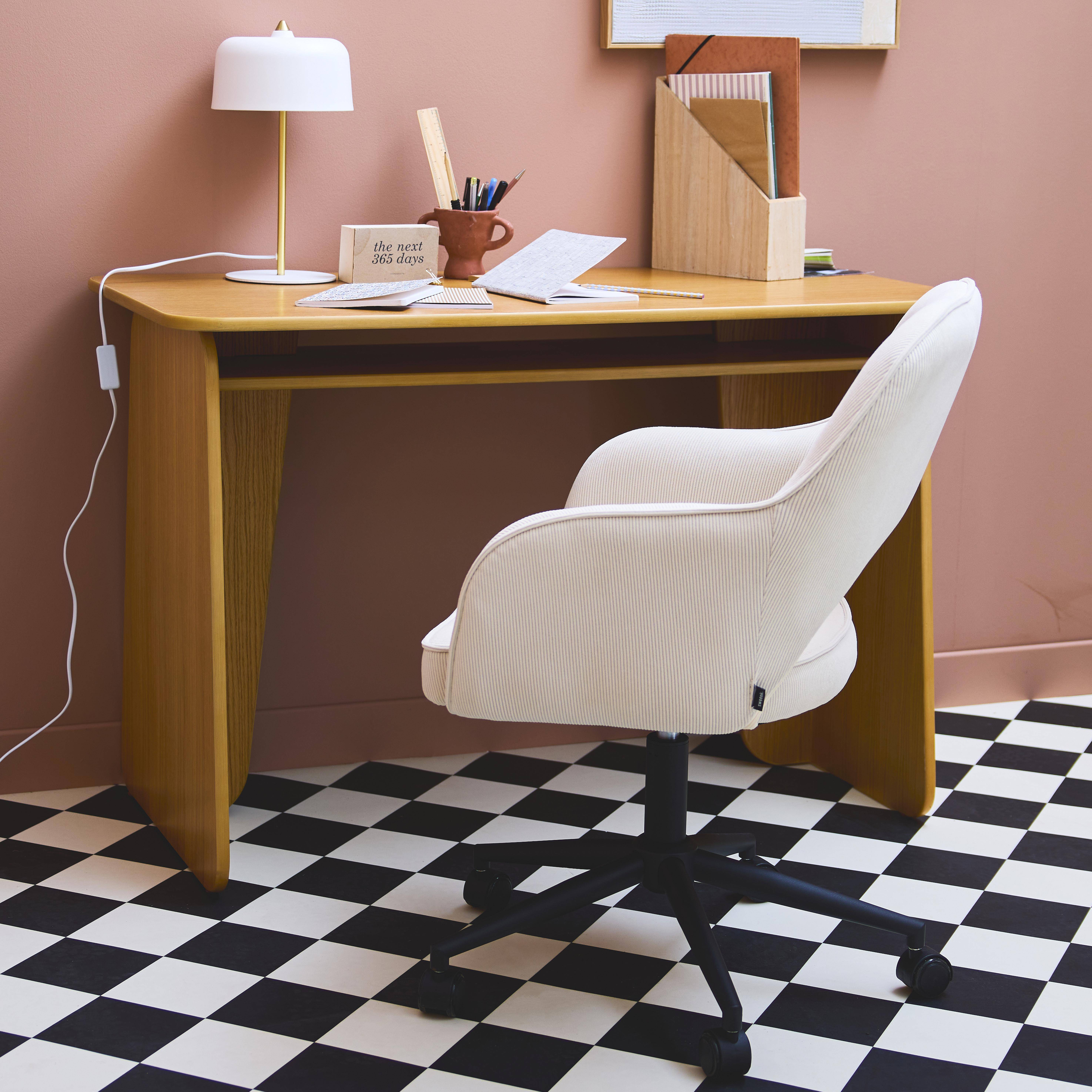 Sedia da ufficio in velluto a coste con rotelle, Jim velluto, Bianco sporco, 60x62x99 cm,sweeek,Photo1