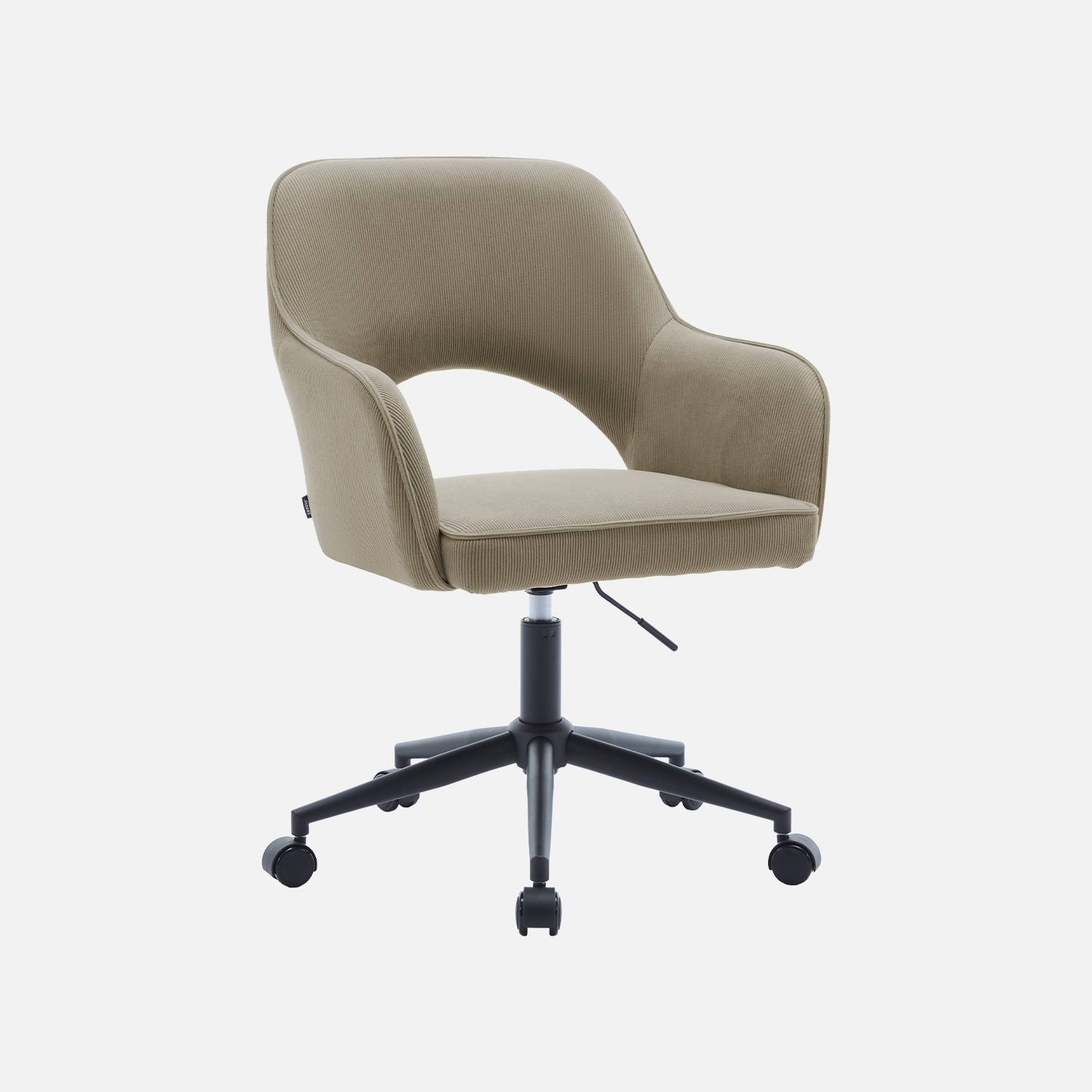 Chaise de bureau à roulettes velours côtelé taupe