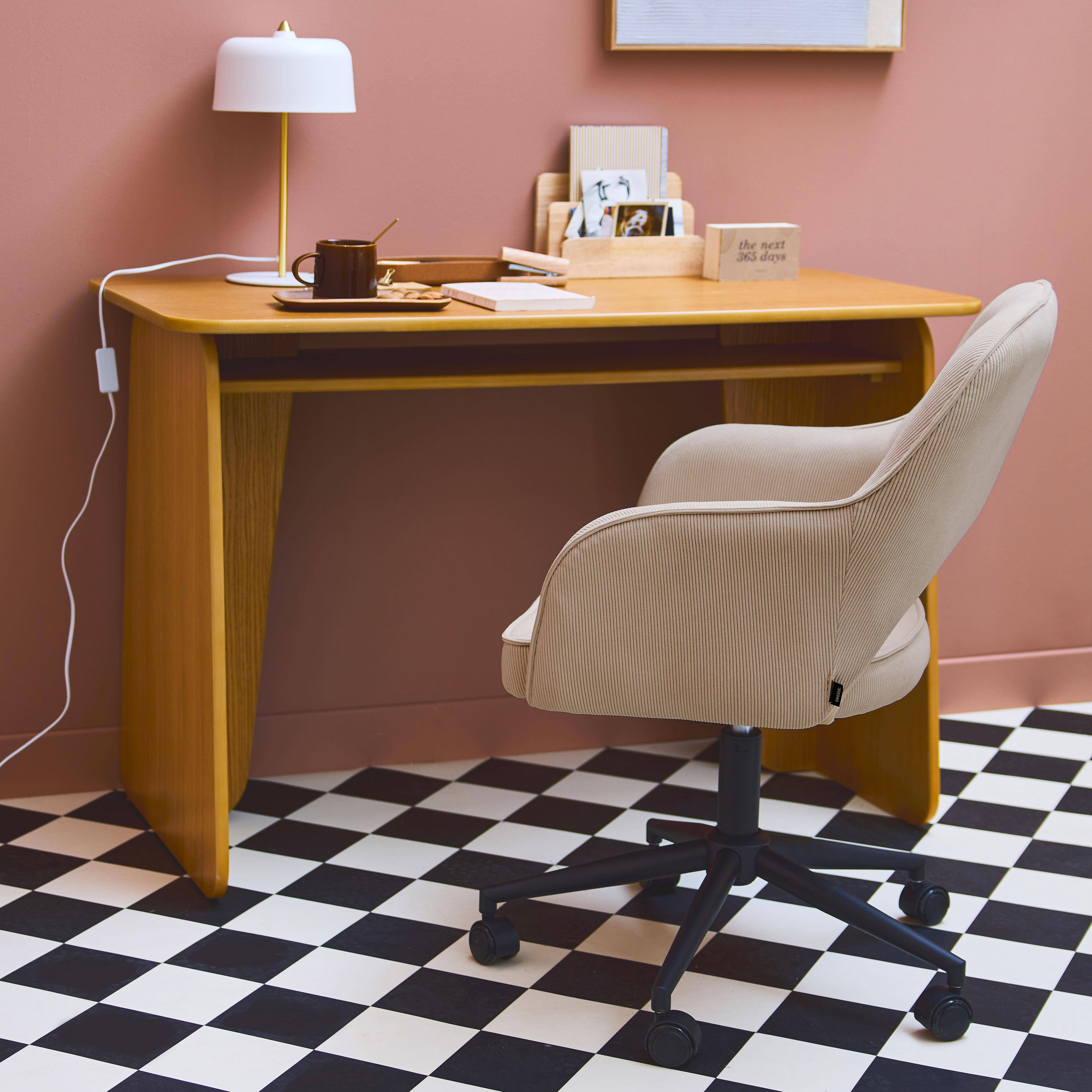 Sedia da ufficio in velluto a coste con rotelle, Jim velluto, Beige, 60x62x99 cm Photo1