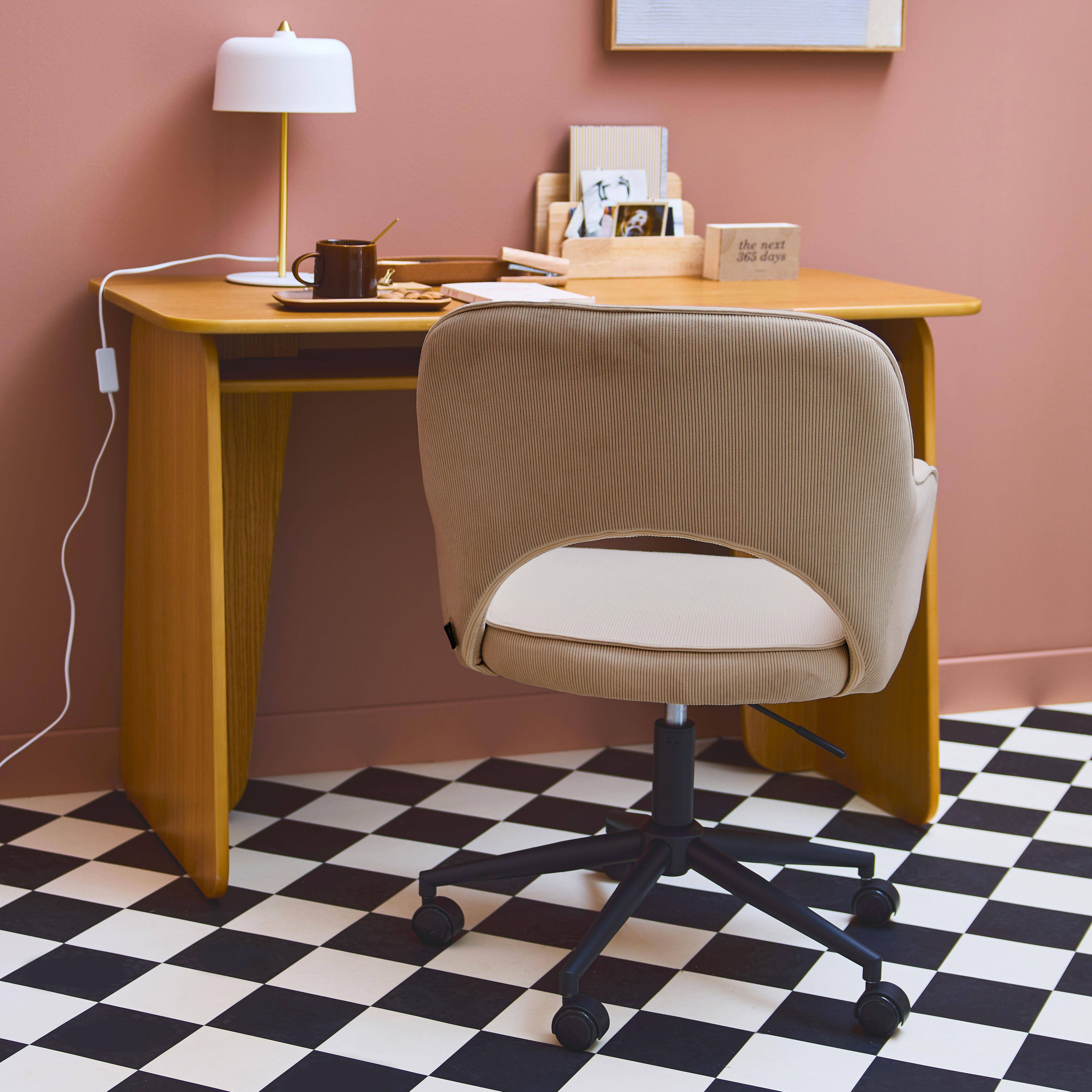 Sedia da ufficio in velluto a coste con rotelle, Jim velluto, Beige, 60x62x99 cm Photo2