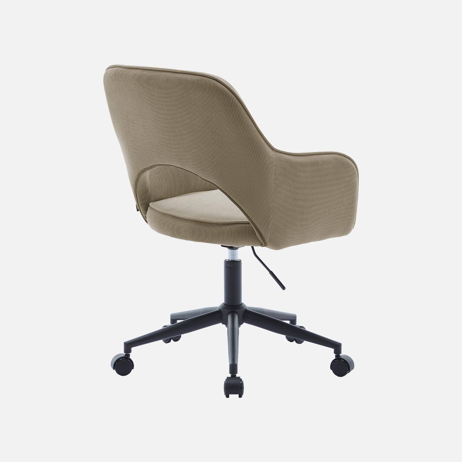 Silla de oficina de pana con ruedas, Jim, Beige, 60x62x99 cm Photo6