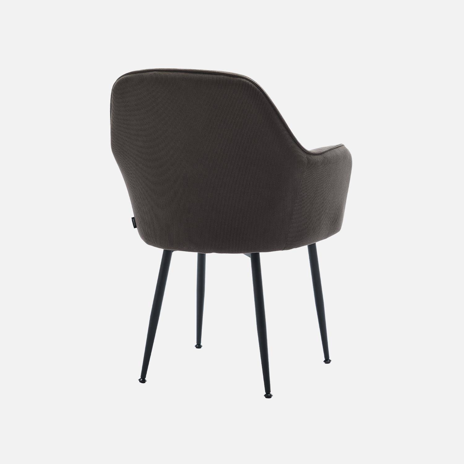 Sessel mit dunkelgrauem Cordbezug und mattschwarzen Metallbeinen, B 57 x T 59 x H 84,5 cm - Shella Photo5