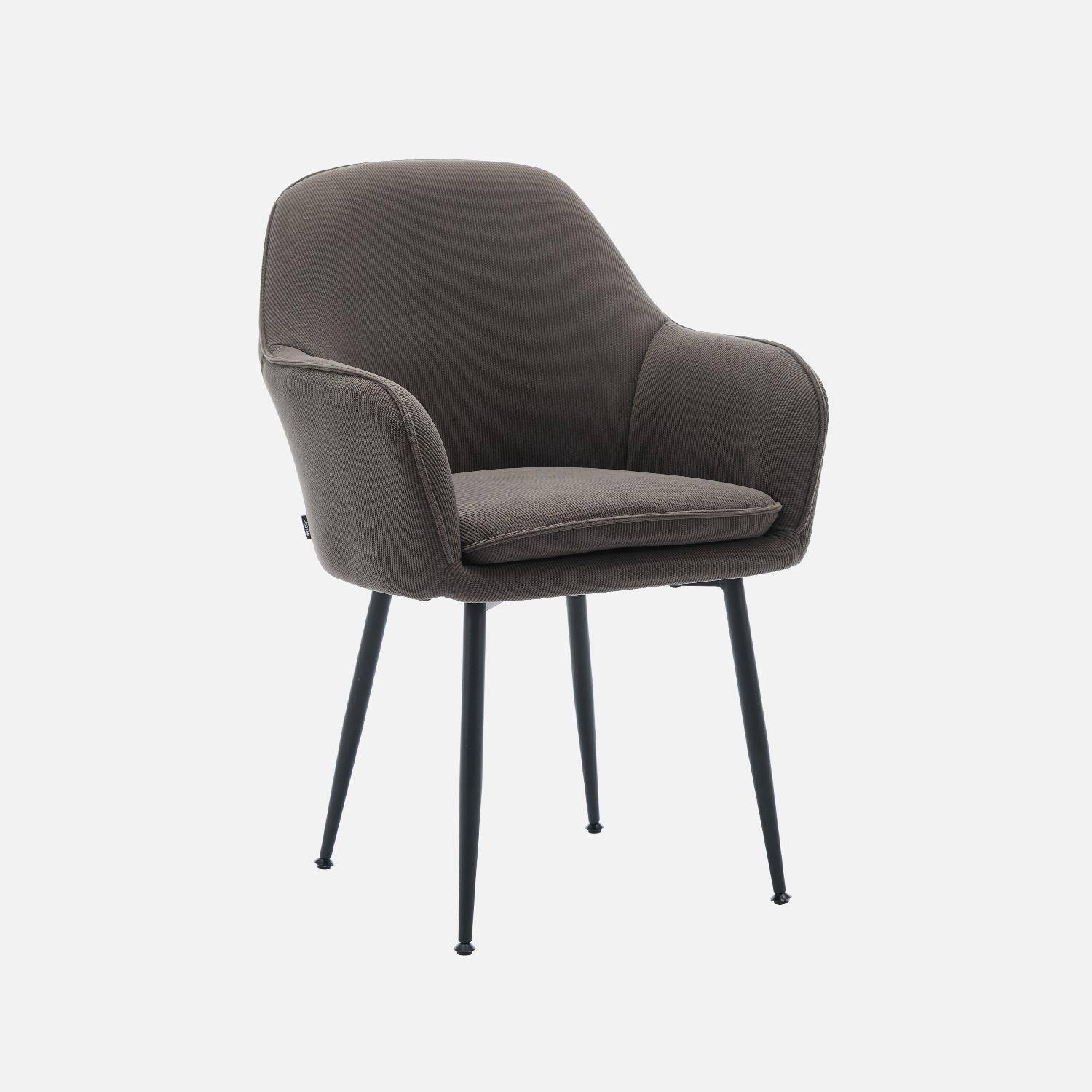 Sessel mit dunkelgrauem Cordbezug und mattschwarzen Metallbeinen, B 57 x T 59 x H 84,5 cm - Shella Photo3