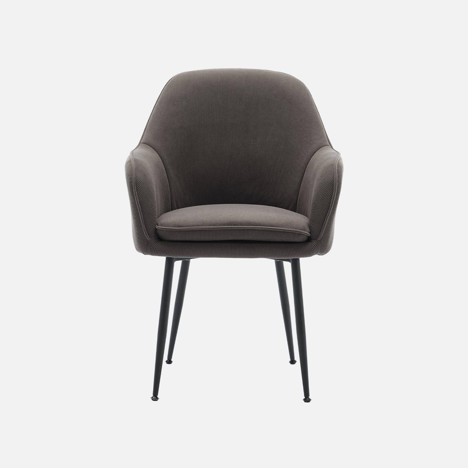 Sessel mit dunkelgrauem Cordbezug und mattschwarzen Metallbeinen, B 57 x T 59 x H 84,5 cm - Shella Photo4