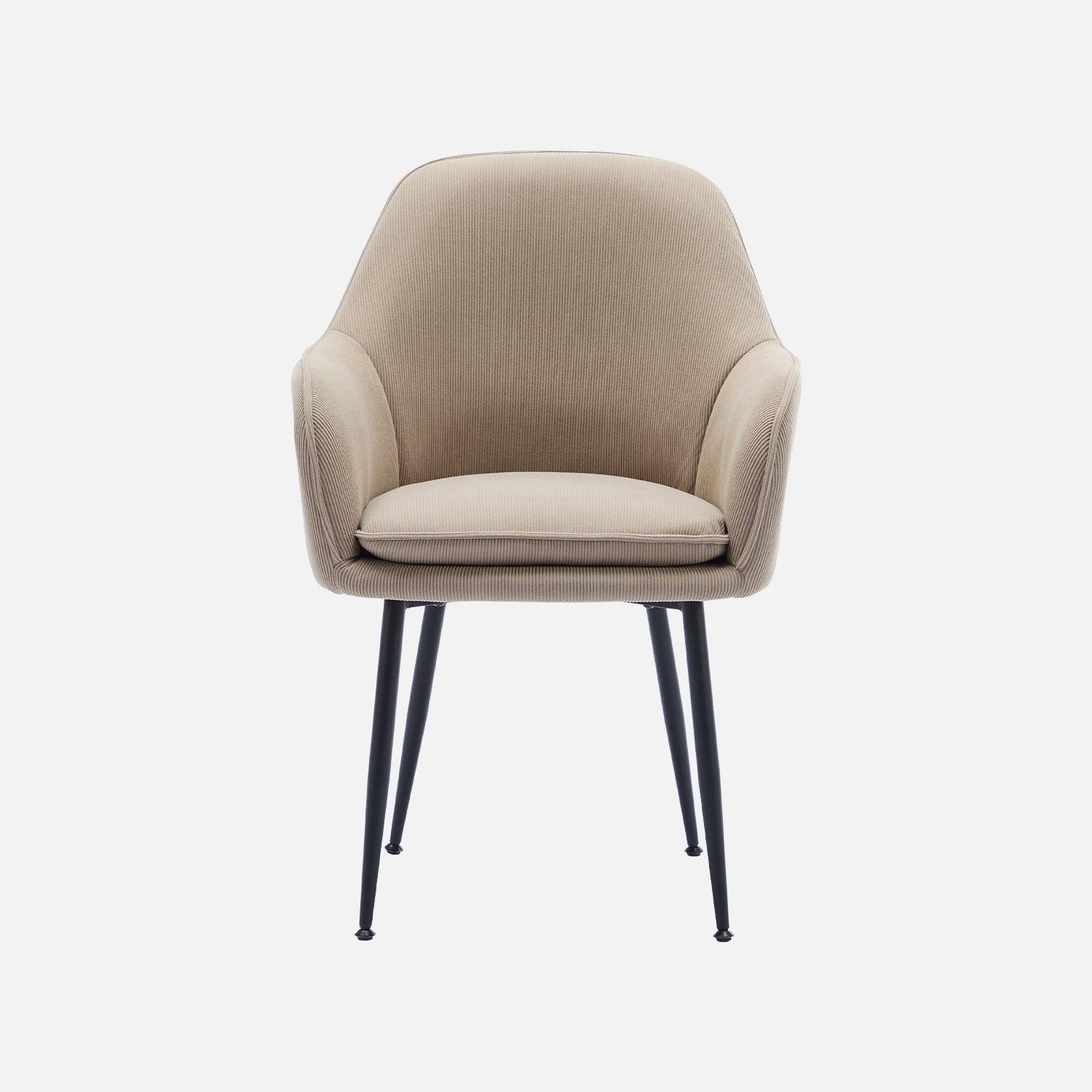 Fauteuil en velours côtelé taupe et pieds en métal noir mat, L 57 x P 59 x H 84,5,sweeek,Photo4
