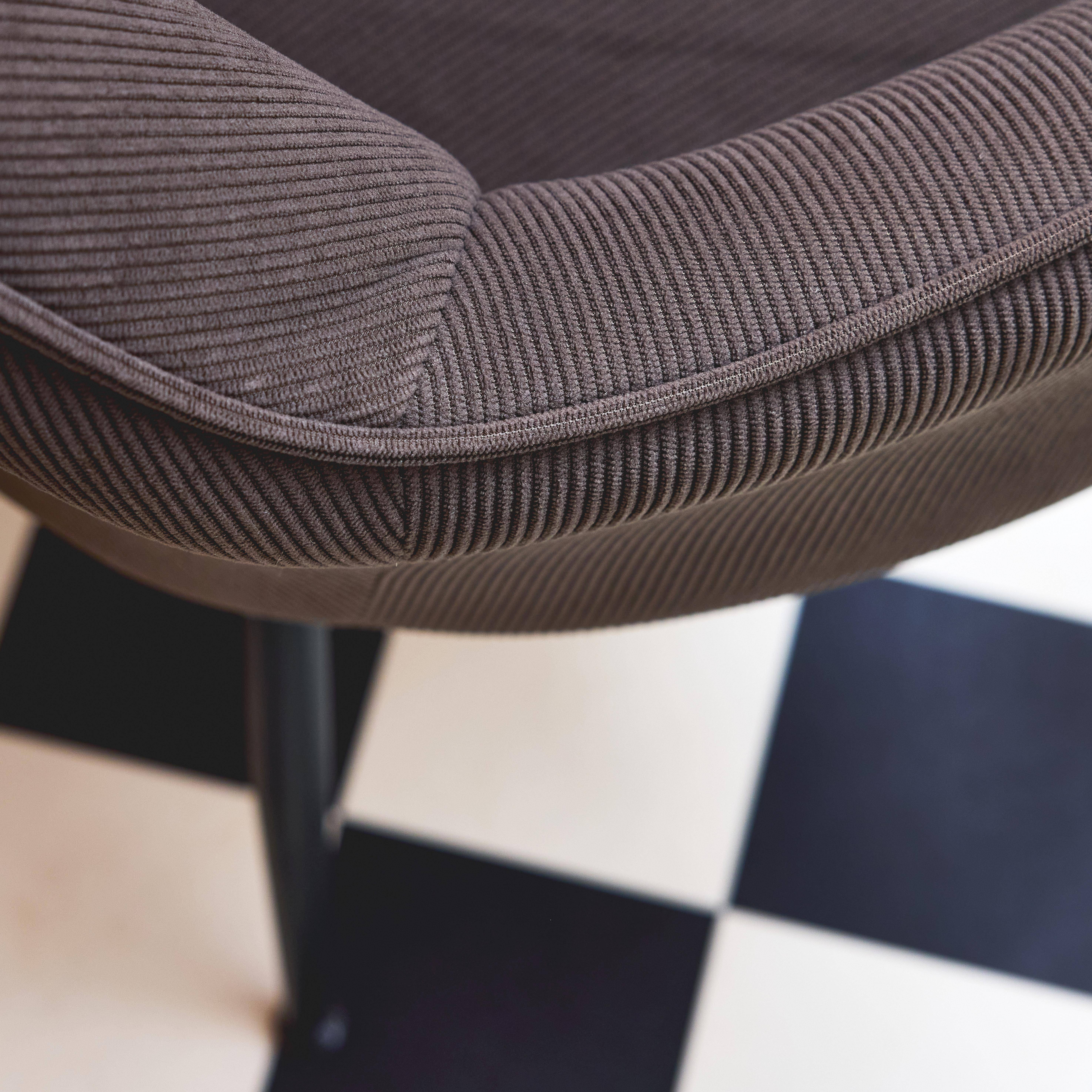 Set di 2 poltrone in velluto a coste con gambe in metallo nero opaco, Shella, Grigio scuro, 57x59x84.5 cm Photo3