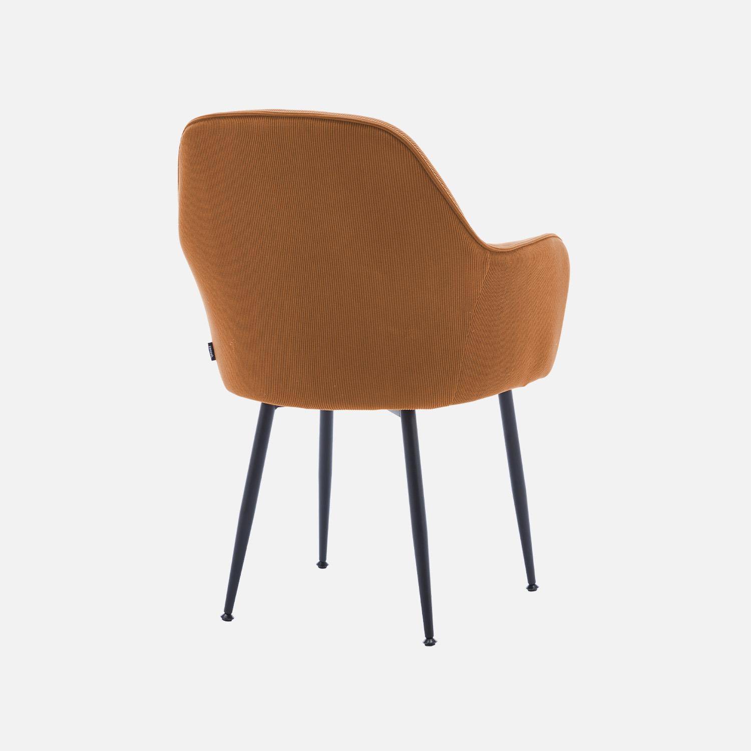Set di 2 poltrone in velluto a coste con gambe in metallo nero opaco, Shella, Camel, 57x59x84.5 cm Photo6