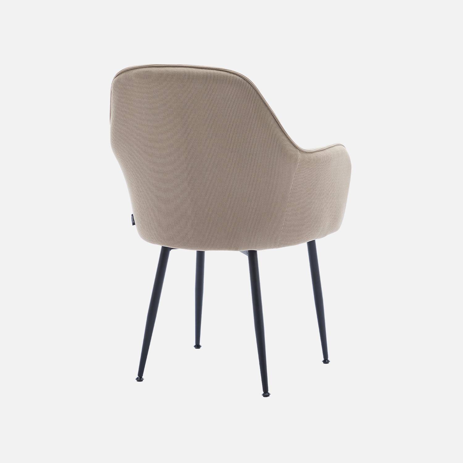 Set di 2 poltrone in velluto a coste con gambe in metallo nero opaco, Shella, Beige, 57x59x84.5 cm,sweeek,Photo6