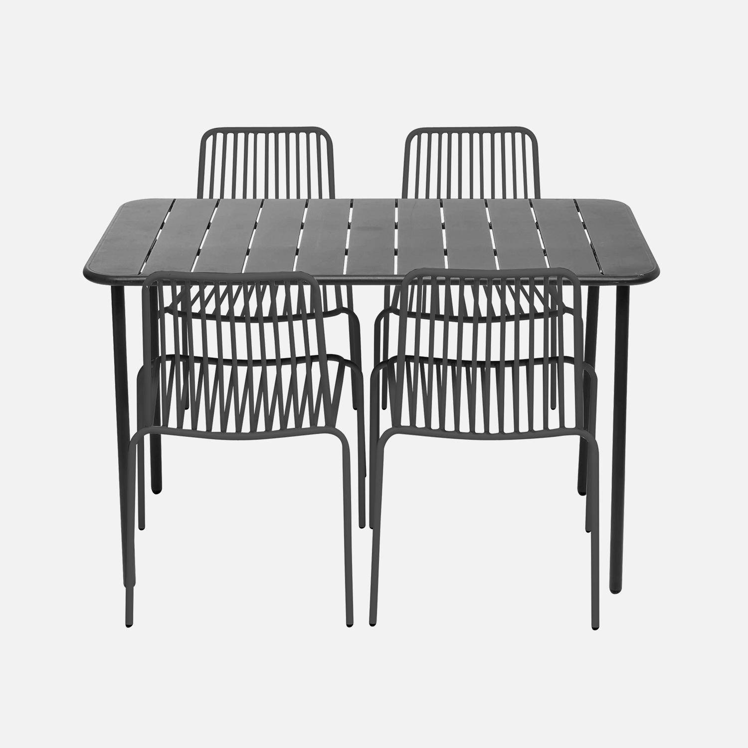 Table de jardin métal + 4 chaises anthracite ,sweeek,Photo4