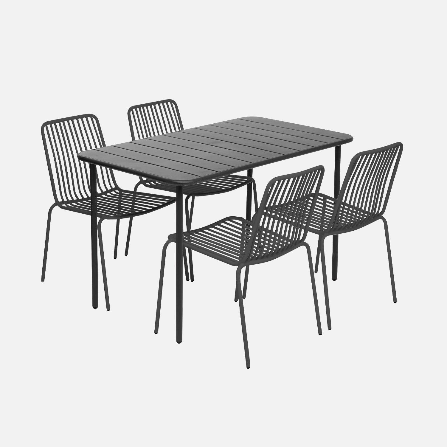 Table de jardin métal + 4 chaises anthracite ,sweeek,Photo3