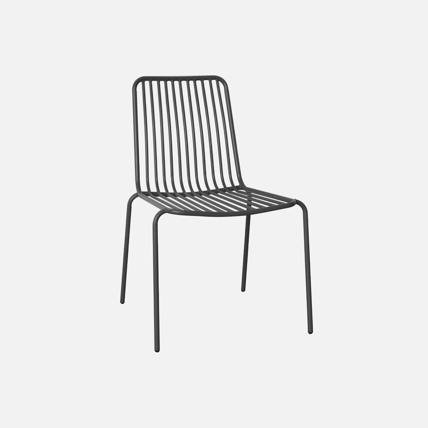 Table de jardin métal + 4 chaises anthracite empilables Photo3