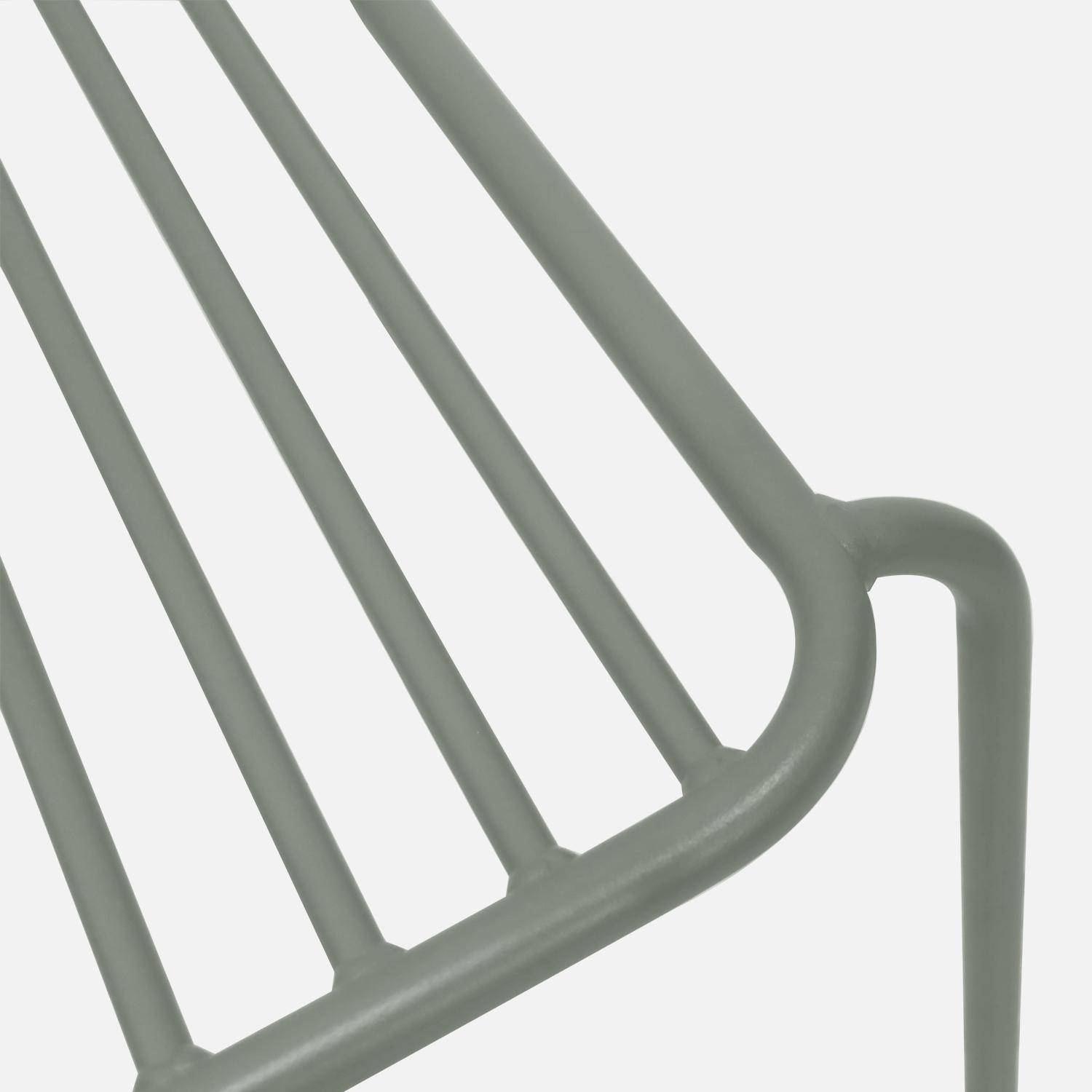 Table de jardin métal + 4 chaises kaki empilables ,sweeek,Photo5