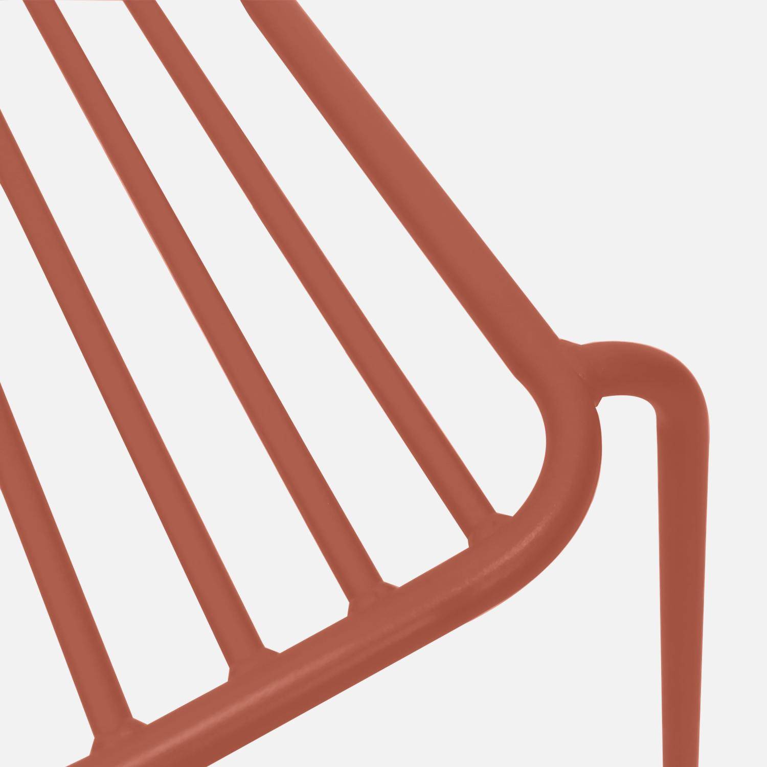 Table de jardin métal + 4 chaises terracotta empilables Photo5