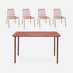 Table de jardin métal + 4 chaises terracotta empilables Photo1