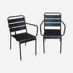 Table de jardin en métal 160x90cm + 4 chaises empilables et 2 fauteuils noirs Photo4