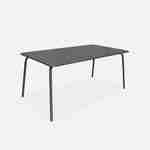 Table de jardin en métal, 160x90cm + 6 chaises empilables en métal gris Photo2