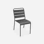 Table de jardin en métal, 160x90cm + 6 chaises empilables en métal gris Photo3