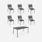 Table de jardin en métal, 160x90cm + 6 chaises empilables en métal gris Photo1