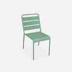 Table de jardin en métal, 160x90cm + 6 chaises empilables en métal vert jade Photo3