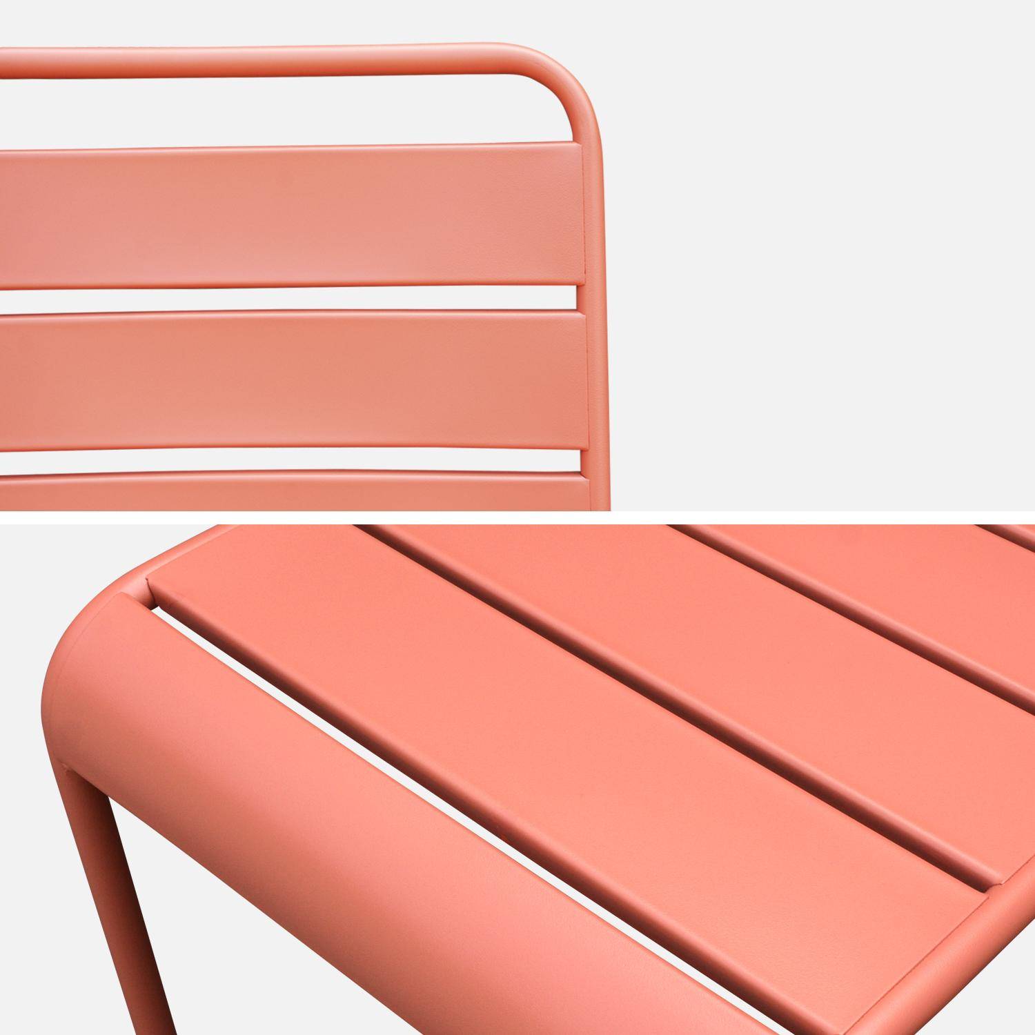 Table de jardin en métal, 160x90cm + 6 chaises empilables en métal rose saumon Photo4