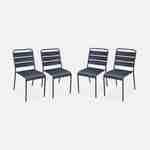 Table de jardin en métal 160x90cm + 4 chaises empilables et 2 fauteuils gris Photo3