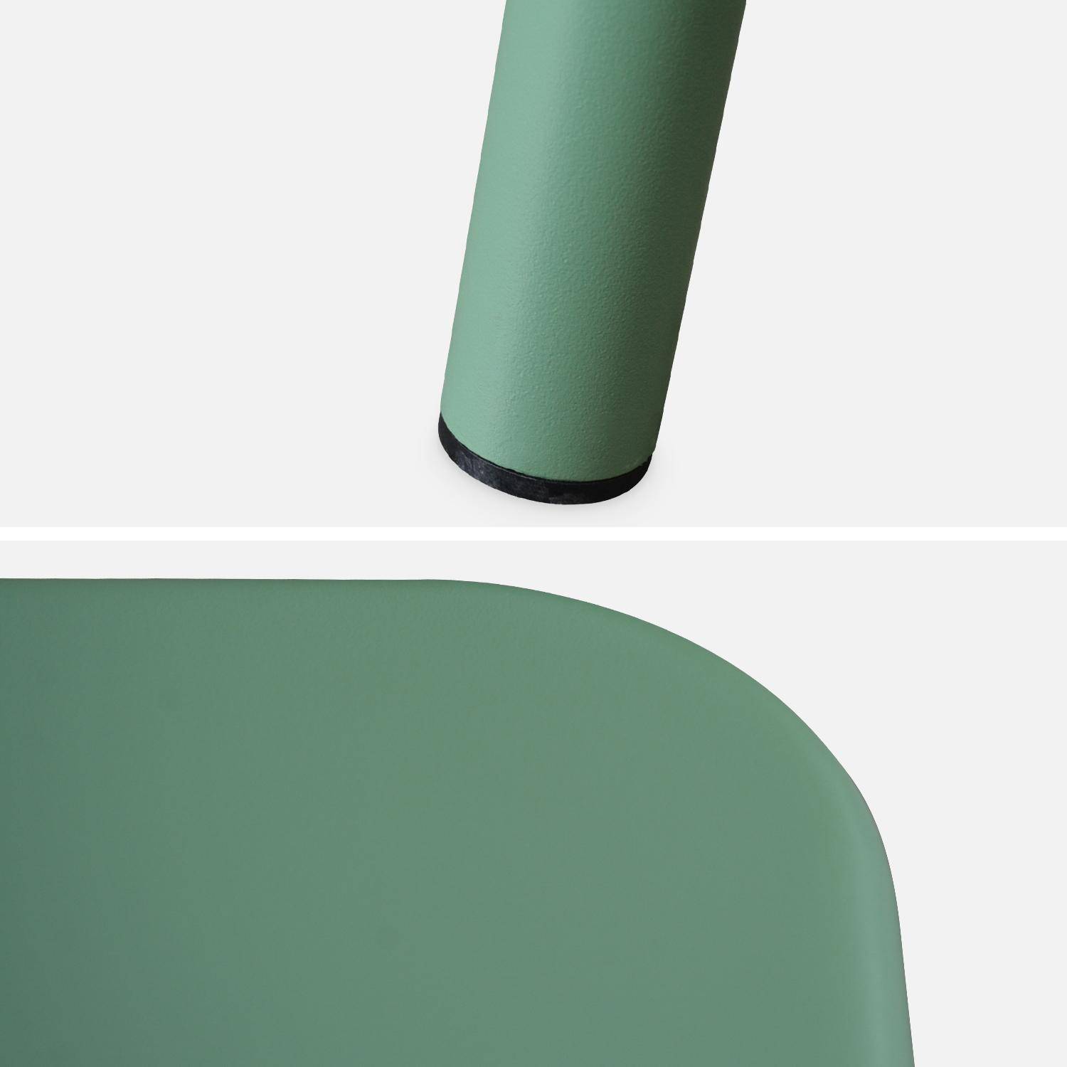 Table de jardin en métal 160x90cm + 4 chaises empilables et 2 fauteuils vert jade Photo7