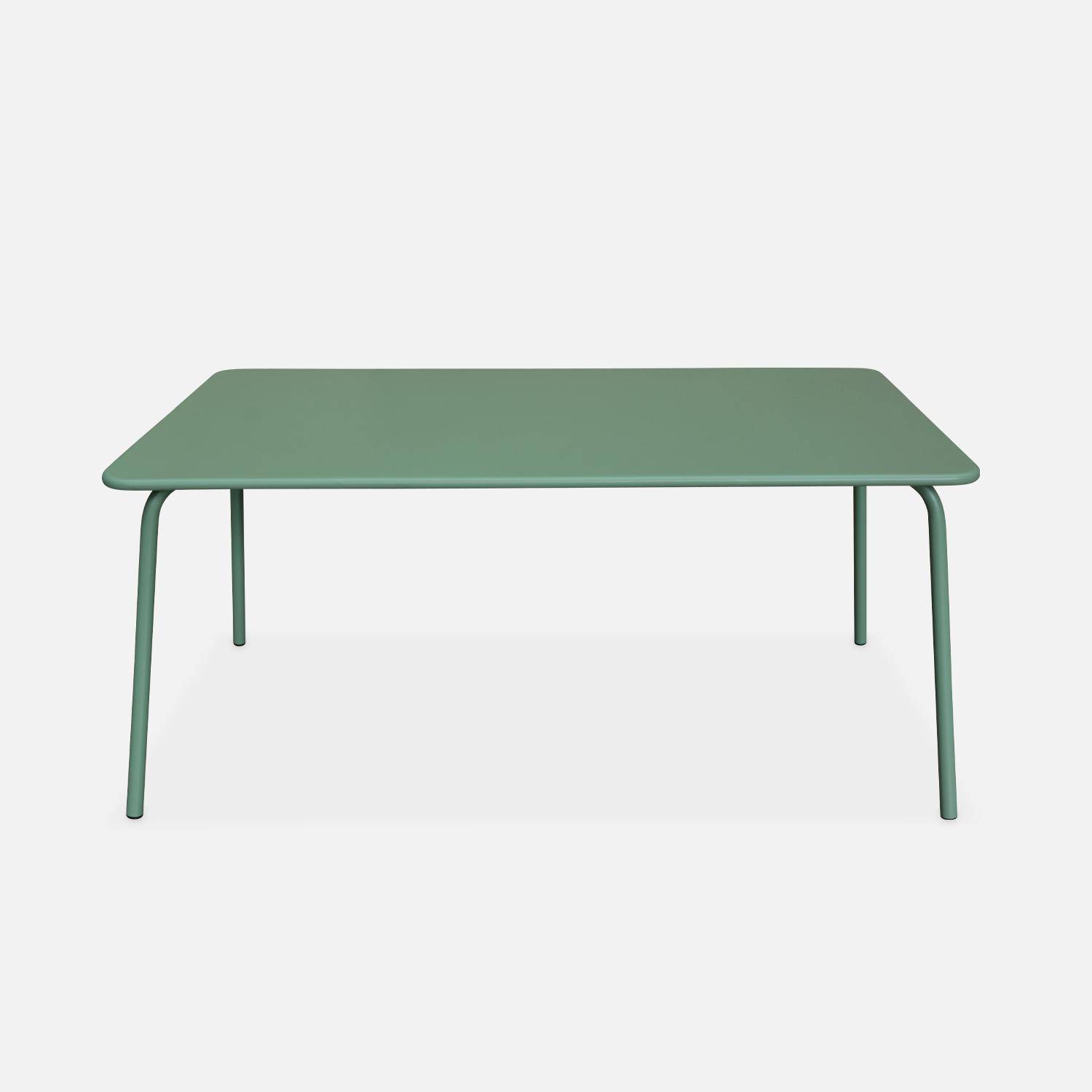 Metalen tuintafel 160x90cm + 4 stapelstoelen en 2 jadegroene fauteuils,sweeek,Photo4