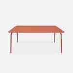 Table de jardin en métal 160x90cm + 4 chaises empilables et 2 fauteuils rose saumon  Photo2