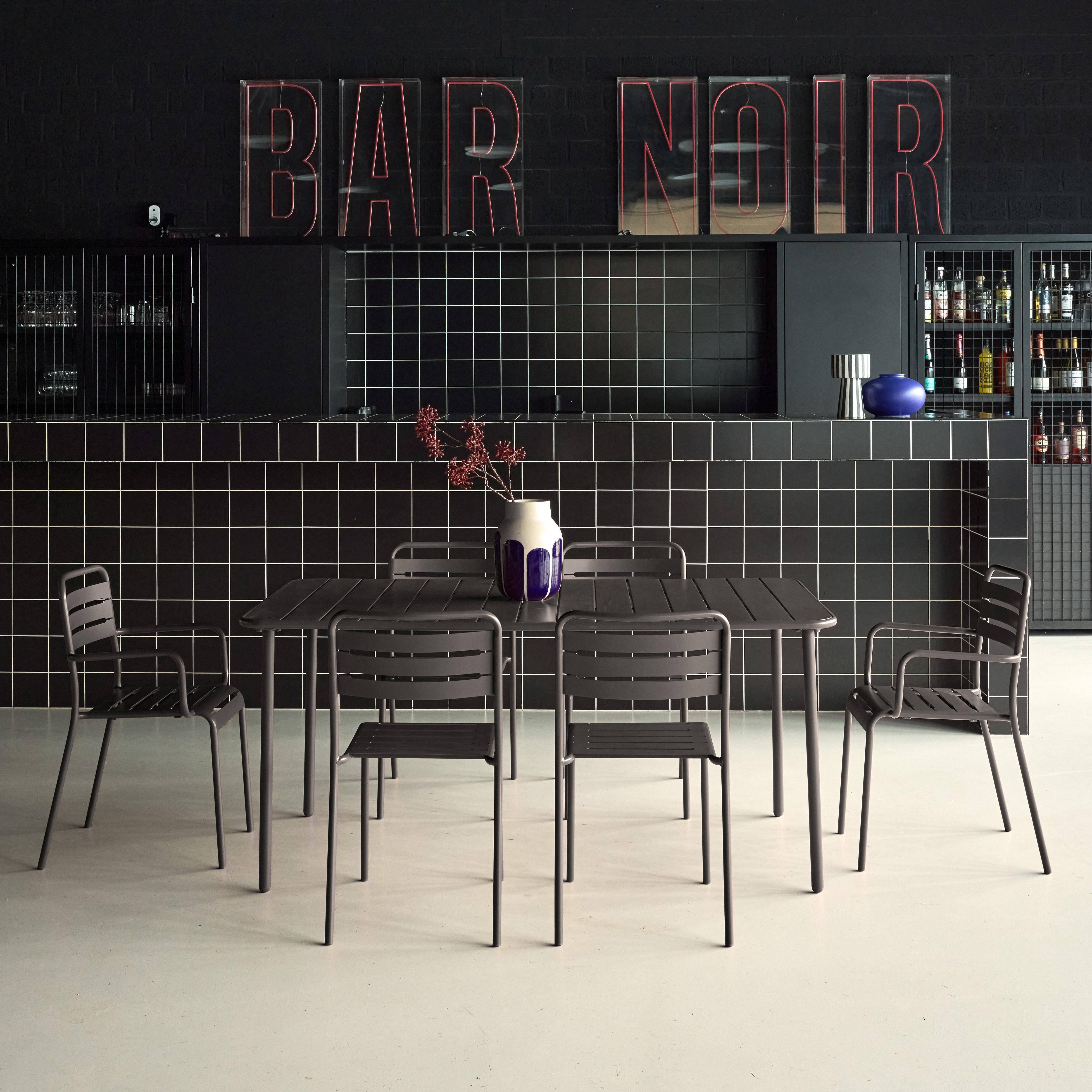 Table de jardin métal + 2 fauteuil et 4 chaises, anthracite, acier traitement anti rouille,sweeek,Photo2