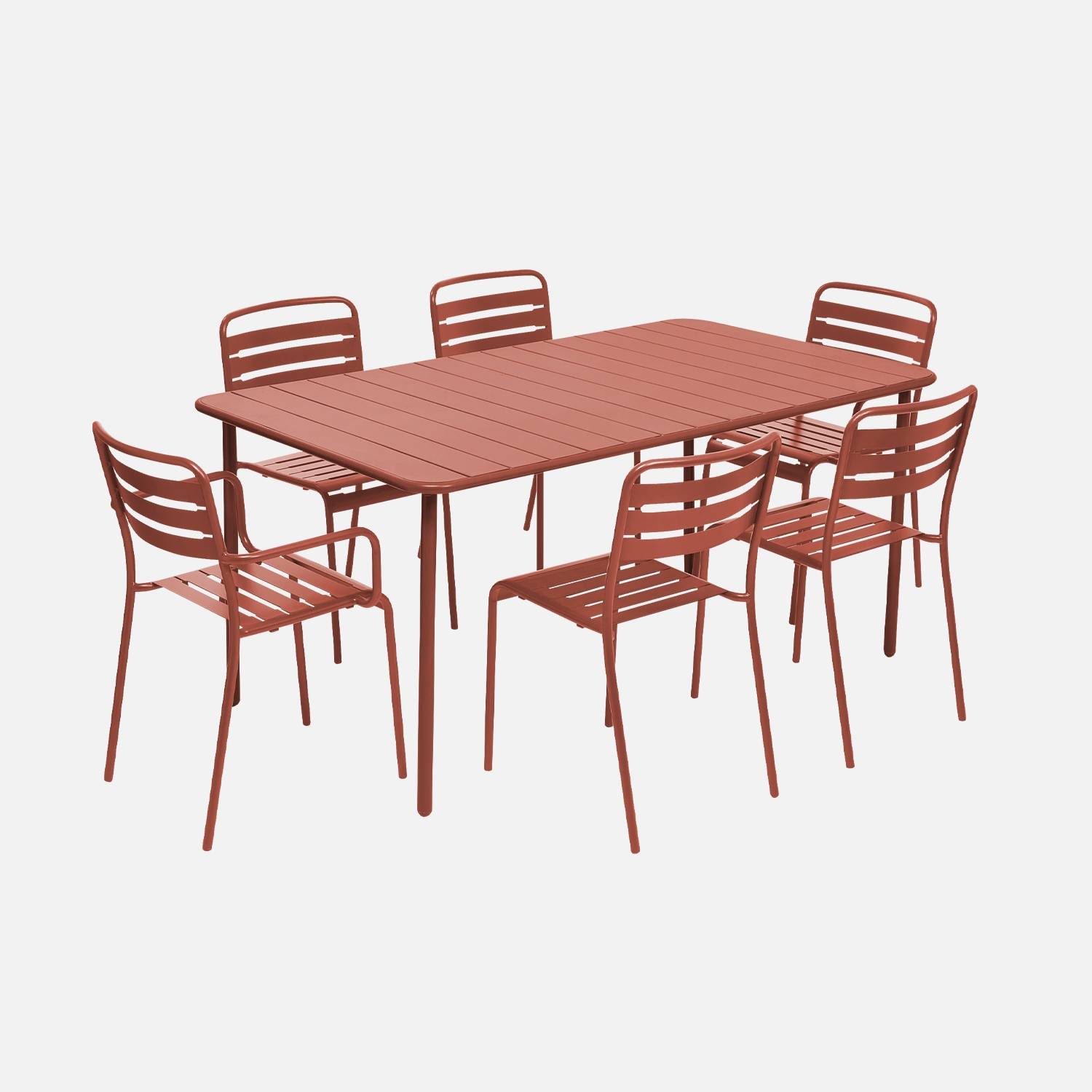 Table de jardin 2 fauteuil et 4 chaises, terracotta | sweeek