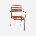Table de jardin métal + 2 fauteuils et 4 chaises, terracotta, acier traitement anti rouille Photo4