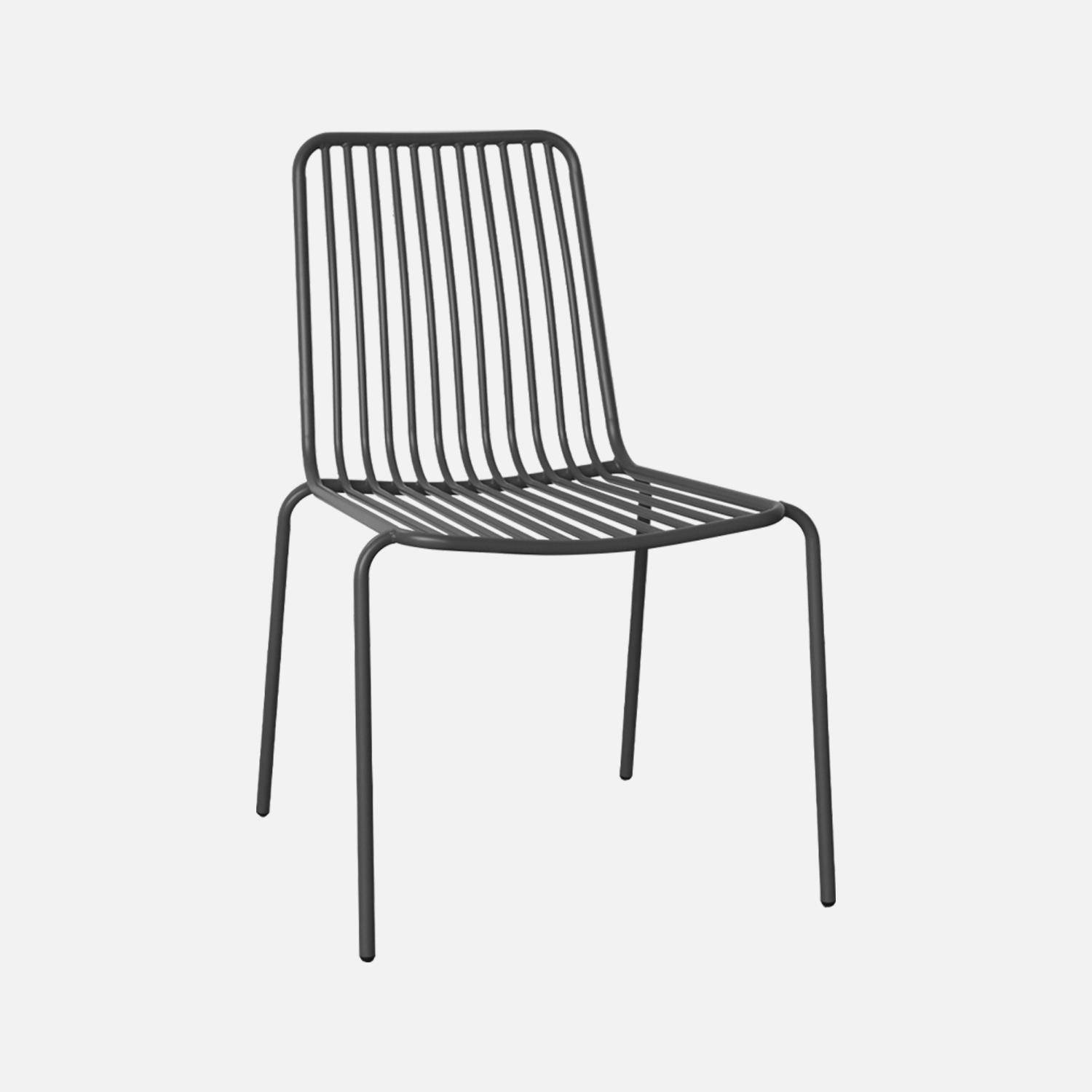 Table de jardin métal + 4 chaises et 2 fauteuils anthracite  Photo3