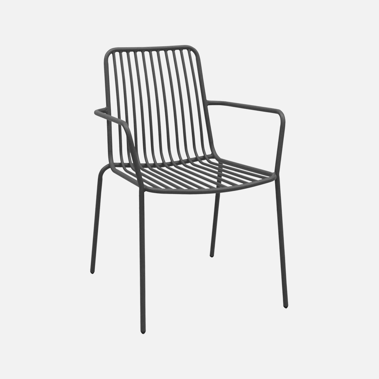 Table de jardin métal + 4 chaises et 2 fauteuils anthracite  Photo4