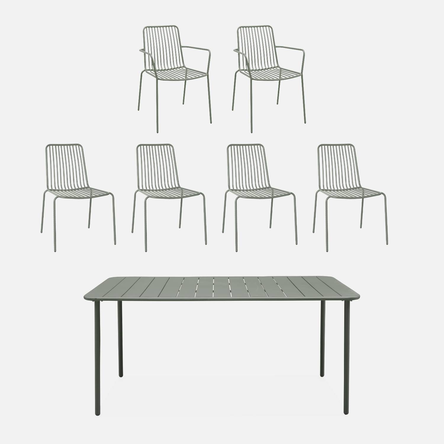 Table de jardin + 4 chaises, 2 fauteuils savane I sweeek