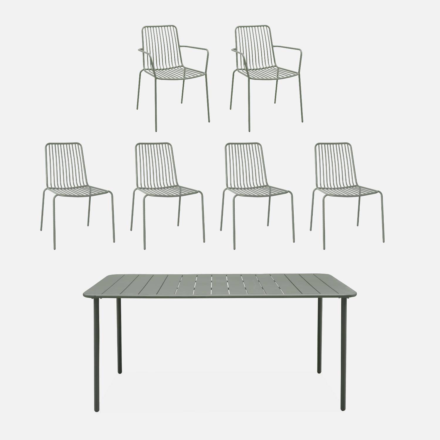 Table de jardin métal + 4 chaises et 2 fauteuils savane Photo1