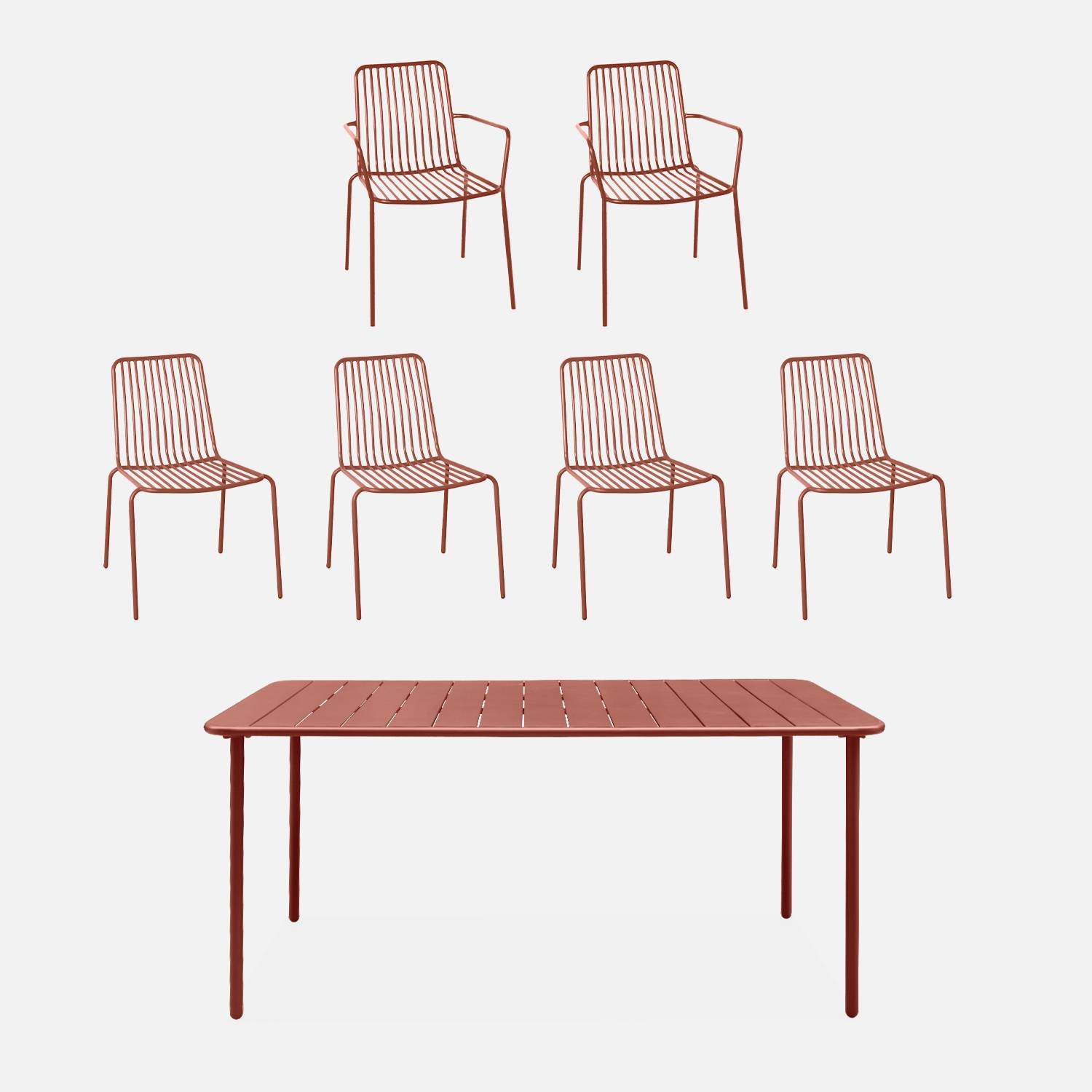 Table de jardin + 4 chaises, 2 fauteuils terracotta I sweeek