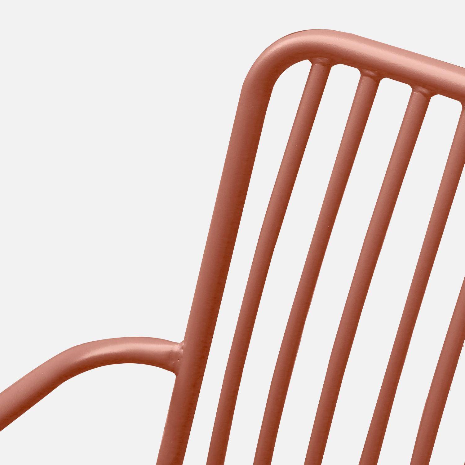 Table de jardin métal + 4 chaises et 2 fauteuils terracotta Photo7